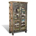 Bibliothèque multicolore 3 étagères et 2 portes Bois récupéré