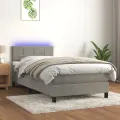 cadre de lit et matelas et LED Gris clair 80x200 cm
