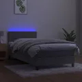 cadre de lit et matelas et LED Gris clair 80x200 cm