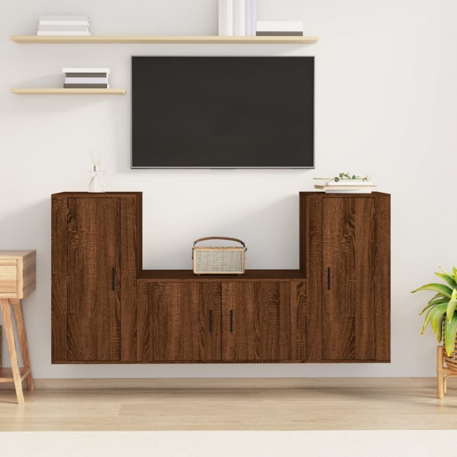 Ensemble de meubles TV 3 pcs Chêne marron Bois d'ingénierie