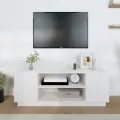Meuble TV Blanc 110x35x40,5 cm Bois de pin massif