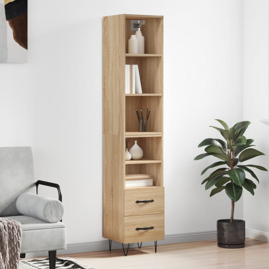 Buffet haut Chêne sonoma 34,5x34x180 cm Bois d'ingénierie