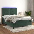 cadre de lit matelas et LED Vert foncé 140x200 cm