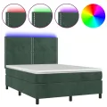cadre de lit matelas et LED Vert foncé 140x200 cm