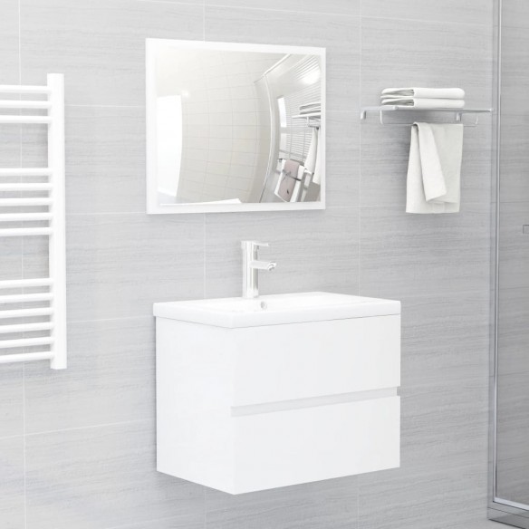 Ensemble de meubles de salle de bain Blanc brillant Aggloméré