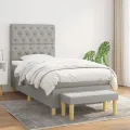 cadre de lit avec matelas Gris clair 80x200 cm Tissu