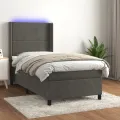 cadre de lit matelas LED Gris foncé 90x190cm Velours