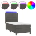 cadre de lit matelas LED Gris foncé 90x190cm Velours