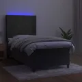 cadre de lit matelas LED Gris foncé 90x190cm Velours