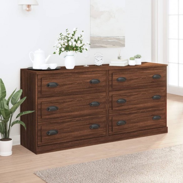 Buffets 2 pcs chêne marron bois d'ingénierie