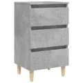 Tables de chevet avec pieds en bois 2 pcs Gris béton 40x35x69cm
