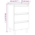 Tables de chevet avec pieds en bois 2 pcs Gris béton 40x35x69cm