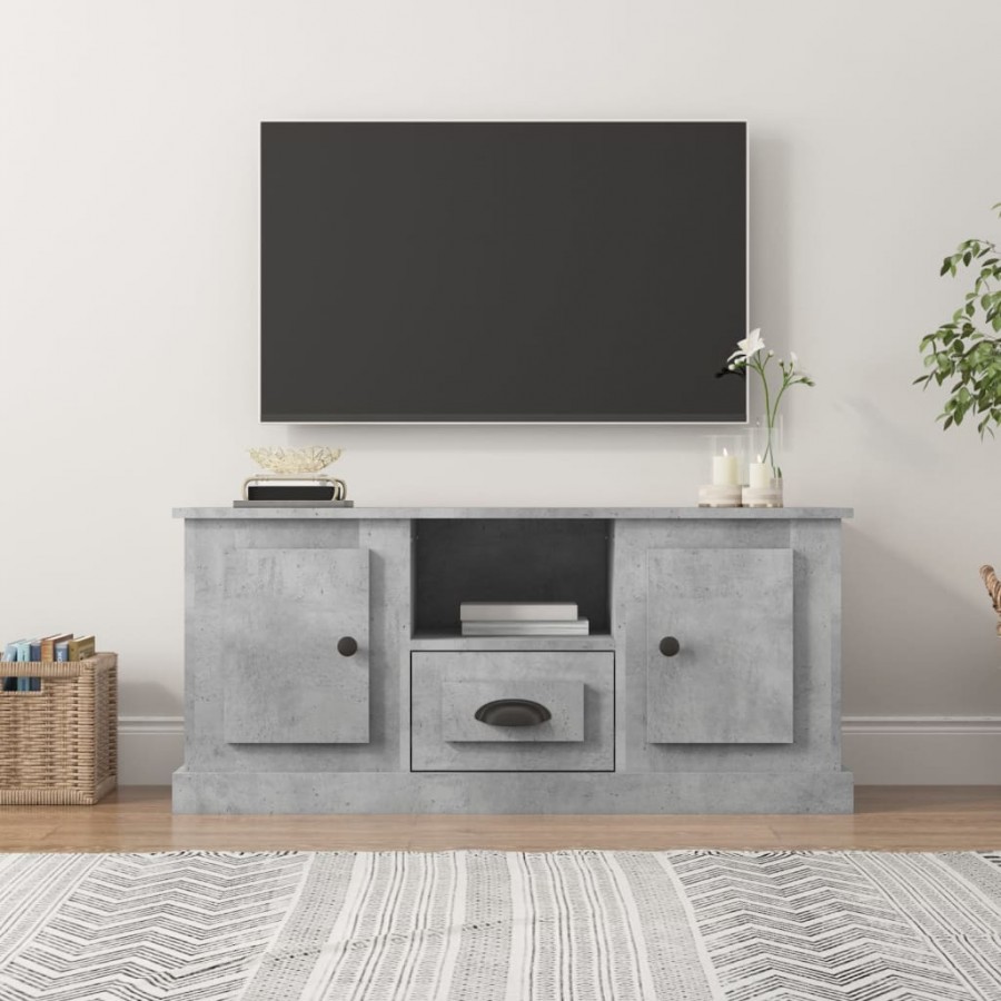 Meuble TV gris béton 100x35,5x45 cm bois d'ingénierie