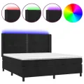 cadre de lit matelas et LED Noir 180x200 cm Velours