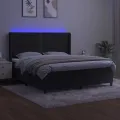 cadre de lit matelas et LED Noir 180x200 cm Velours