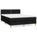 cadre de lit avec matelas Noir 140x200 cm Tissu