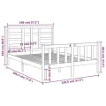 Cadre de lit Blanc Bois massif 140x190 cm