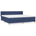 cadre de lit avec matelas Bleu 200x200 cm Tissu
