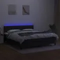 cadre de lit avec matelas LED Noir 180x200 cm Tissu