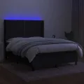 cadre de lit matelas LED Noir 140x190 cm Tissu