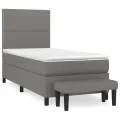 cadre de lit avec matelas Gris foncé 100x200cm Tissu