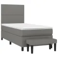 cadre de lit avec matelas Gris foncé 100x200cm Tissu
