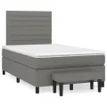 cadre de lit avec matelas Gris foncé 120x200cm Tissu