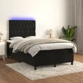 cadre de lit matelas et LED Noir 120x200 cm Velours