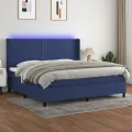 cadre de lit matelas LED Bleu 200x200 cm Tissu
