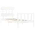 Cadre de lit avec tête de lit blanc 90x200 cm bois massif
