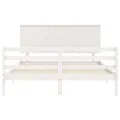 Cadre de lit avec tête de lit blanc King Size bois massif