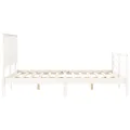 Cadre de lit avec tête de lit blanc King Size bois massif