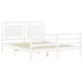 Cadre de lit avec tête de lit blanc King Size bois massif