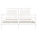 Cadre de lit avec tête de lit blanc King Size bois massif