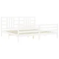 Cadre de lit avec tête de lit blanc 200x200 cm bois massif