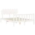 Cadre de lit avec tête de lit blanc King Size bois massif