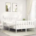 Cadre de lit avec tête de lit blanc 140x190 cm bois massif