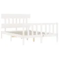 Cadre de lit avec tête de lit blanc 140x190 cm bois massif