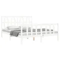 Cadre de lit avec tête de lit blanc King Size bois massif