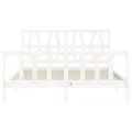 Cadre de lit avec tête de lit blanc King Size bois massif