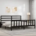 Cadre de lit avec tête de lit noir 200x200 cm bois massif