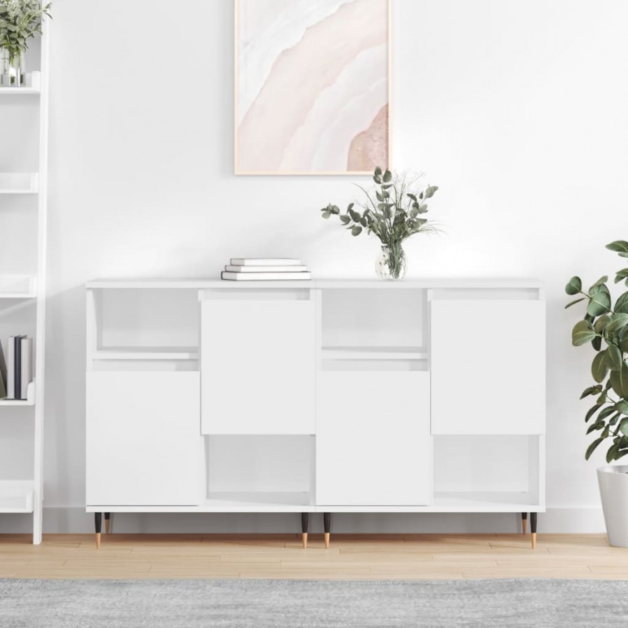 Buffets 2 pcs blanc bois d'ingénierie