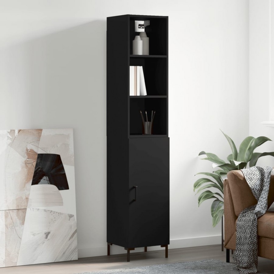 Buffet haut Noir 34,5x34x180 cm Bois d'ingénierie