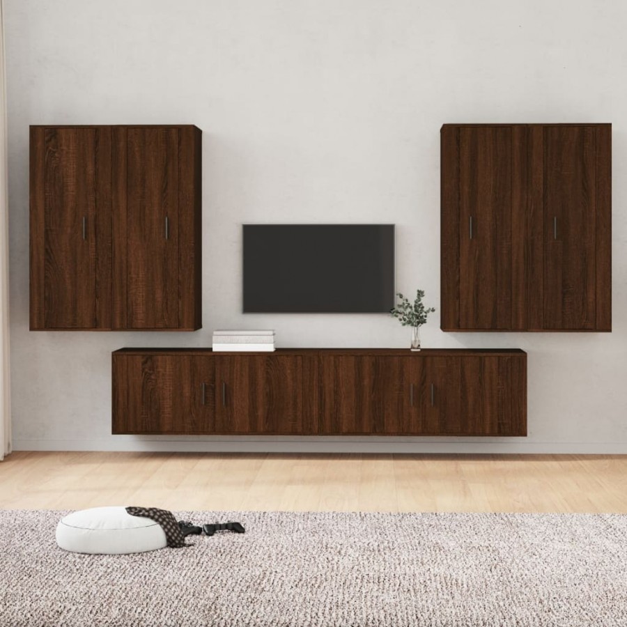 Ensemble de meubles TV 6 pcs Chêne marron Bois d'ingénierie