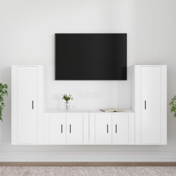 Ensemble de meubles TV 4 pcs Blanc Bois d'ingénierie