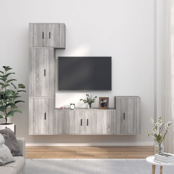 Ensemble de meubles TV 5 pcs Sonoma gris Bois d'ingénierie