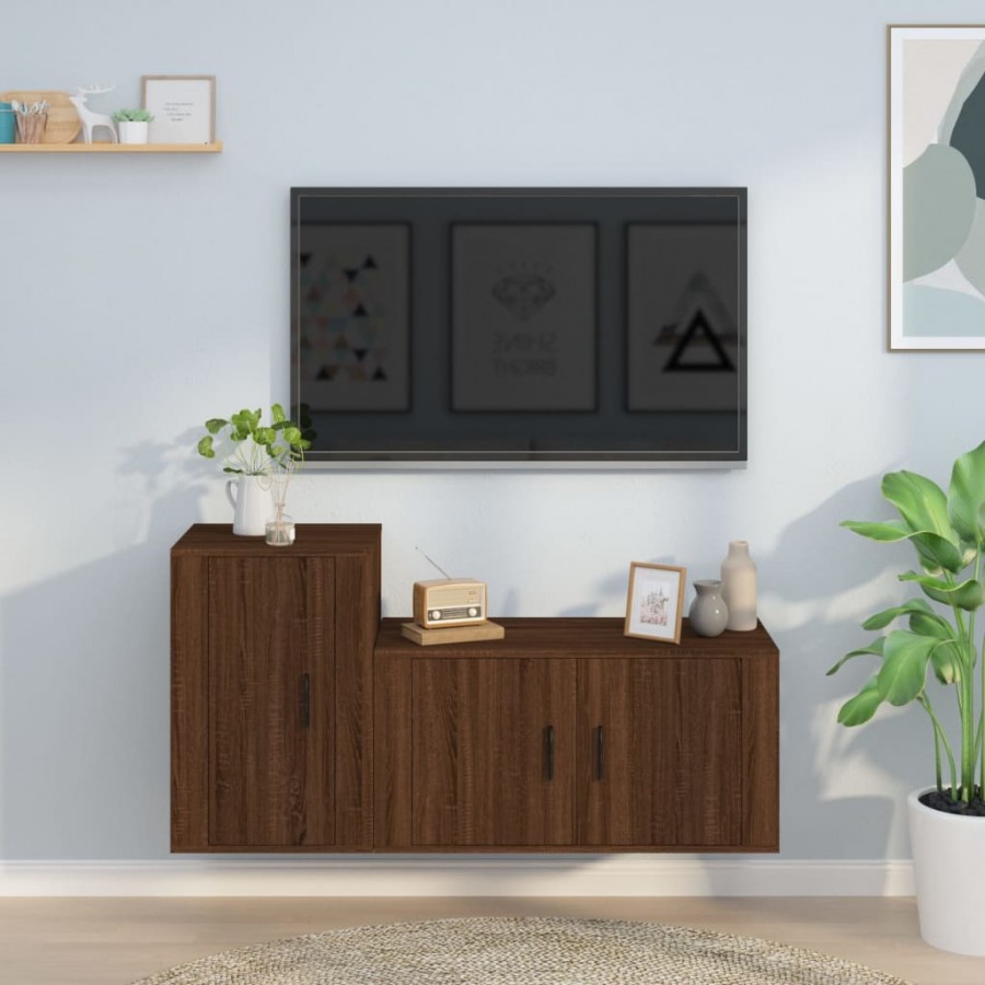 Ensemble de meubles TV 2 pcs Chêne marron Bois d'ingénierie