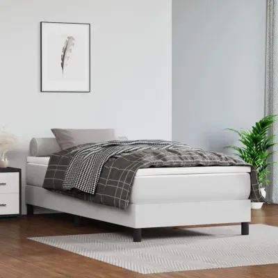 cadre de lit avec matelas Blanc 100x200cm Similicuir