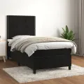 cadre de lit avec matelas Noir 100x200 cm Velours
