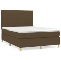 cadre de lit avec matelas Marron foncé 140x200 cm